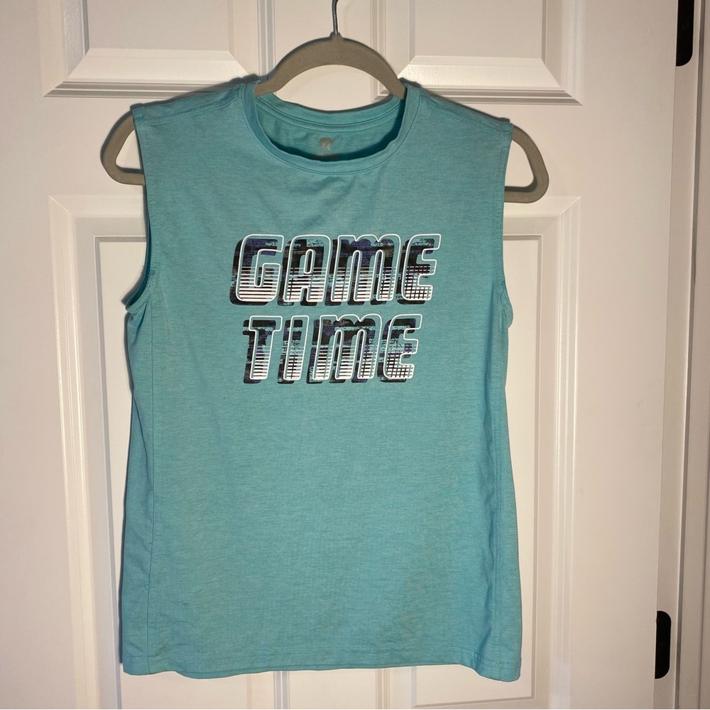 Runway Boys Sleeveless Tank Top - Turquoise - Large 12/14 - Game Time